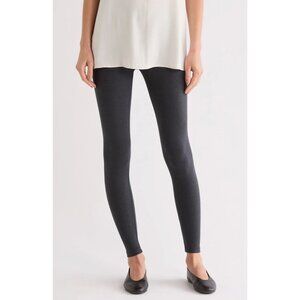 Matty M New Mid-Waist Charcoal Heather Gray Leggings Stretch Pants Size Small‎